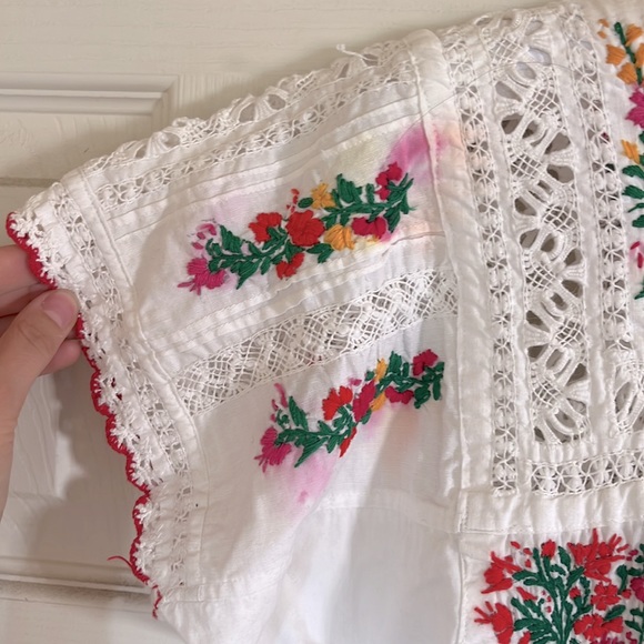 Vintage Mexican Floral Embroidered Dress - Size Large - Picture 6 of 7